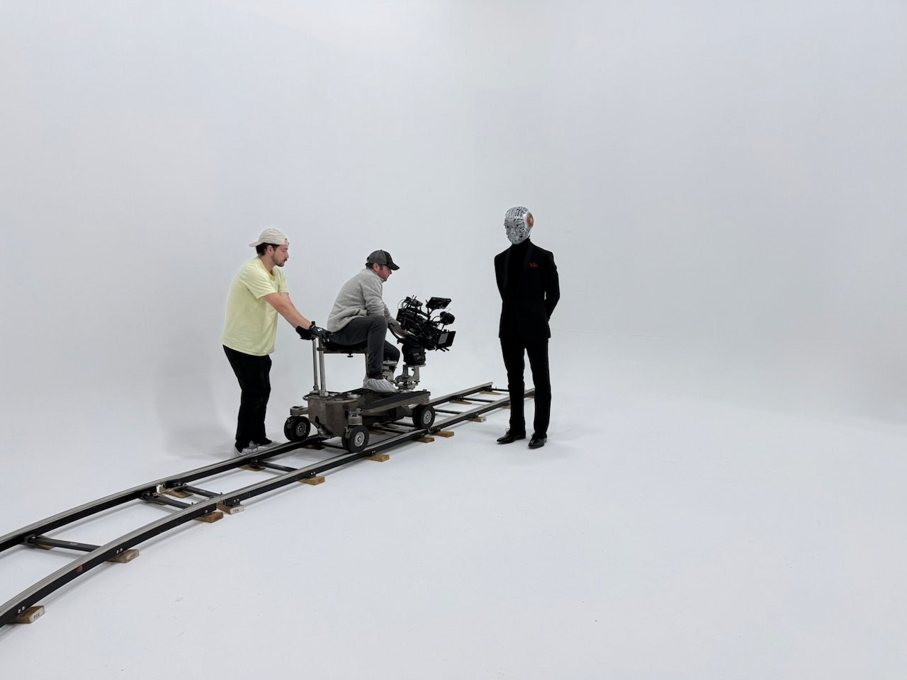 Studio dolly track setup